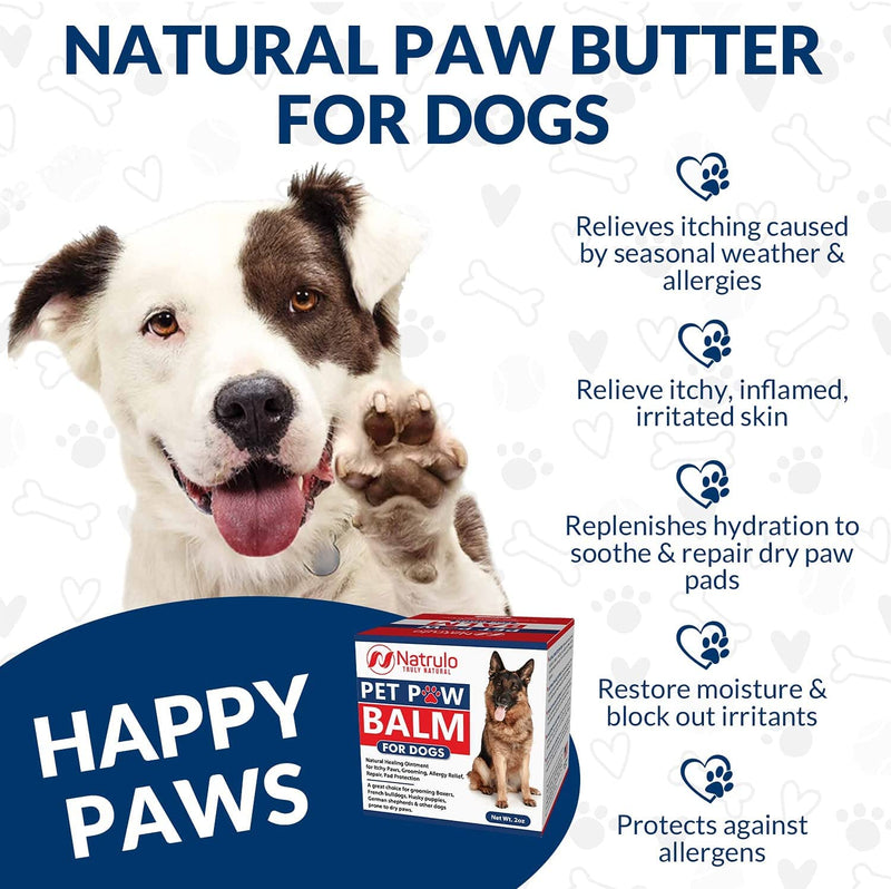 Natrulo Pet Paw Balm for Dog - Natural Healing Ointment for Itchy Paws, Grooming, Allergy Relief, Repair, Pad Protection – Soothing Unscented Shea Butter Moisturizer for Itching, Dryness, Licking 1oz - BeesActive Australia