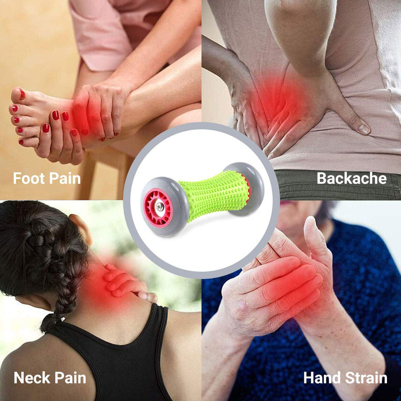 ROMIX Foot Massage Roller, Deep Tissue Trigger Point Muscle Roller Stick to Relieve Pain and Stress Plantar Fasciitis Recovery Therapy Tool Foot Massager for Tight Muscles, Feet, Hands, Arms, Legs Lime - BeesActive Australia