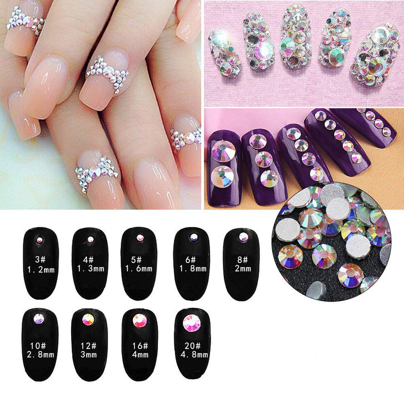 Nail Art Rhinestone Ab White Crystal 1440pcs/bag Shining Non Hotfix Flatback Rhinestone Decorations for Nails SS6 - BeesActive Australia