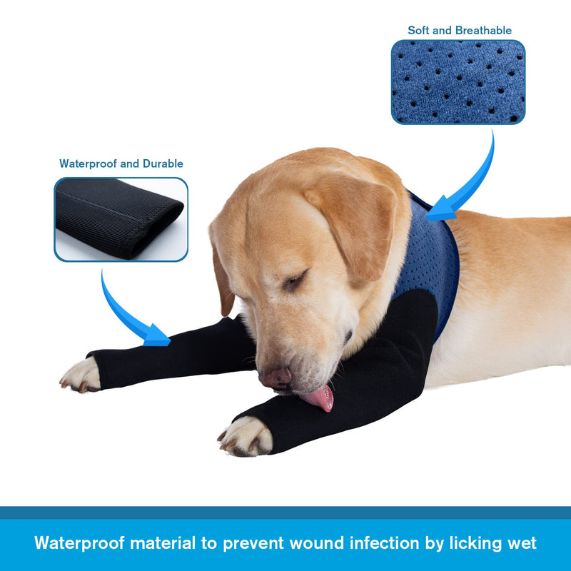 Coodeo Dog Recovery Sleeves, Cone Collar Alternative, Abrasion Resistant Dog Recovery Suit, Washable 2.5mm Thick and Waterproof, Pet Wounds Prevent Licking, Bite, Keep Dry XL Blue - BeesActive Australia