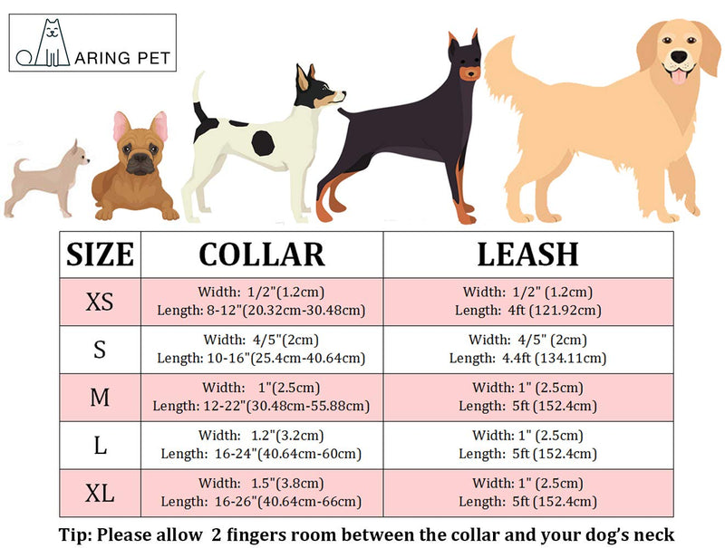 ARING PET Dog Collar and Leash, Velvet Dog Collar and Leash Set, Soft & Comfy, Adjustable Collars for Dogs Medium Pink - BeesActive Australia