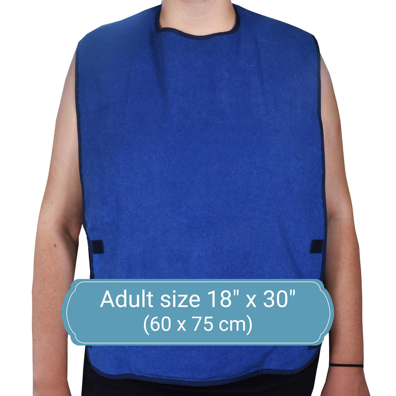 2 Pack Adult Bibs - Reusable and Washable Cotton Terry Cloth Aprons for Elderly, Seniors and Disabled - BeesActive Australia