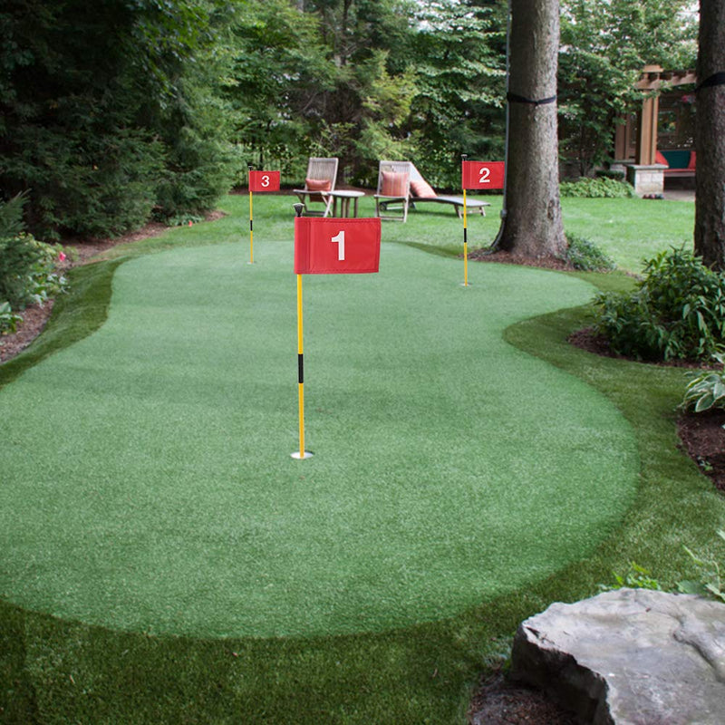 KINGTOP Golf Flagsticks Mini, Putting Green Flag for Yard, All 3 Feet, Golf Pin Flags Hole Cup Set, Fiberglass Portable 2-Section Design, Gifts Idea 1 Pack- Red Flag #5 - BeesActive Australia