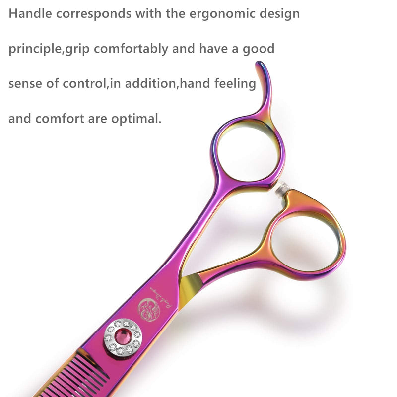 Purple Dragon 6.5" 55 Tooth Professional Pet Grooming Scissors - Dog Thinning/Blending Shears - Animal Hair Trimmer for Pet Groomer Pink - BeesActive Australia