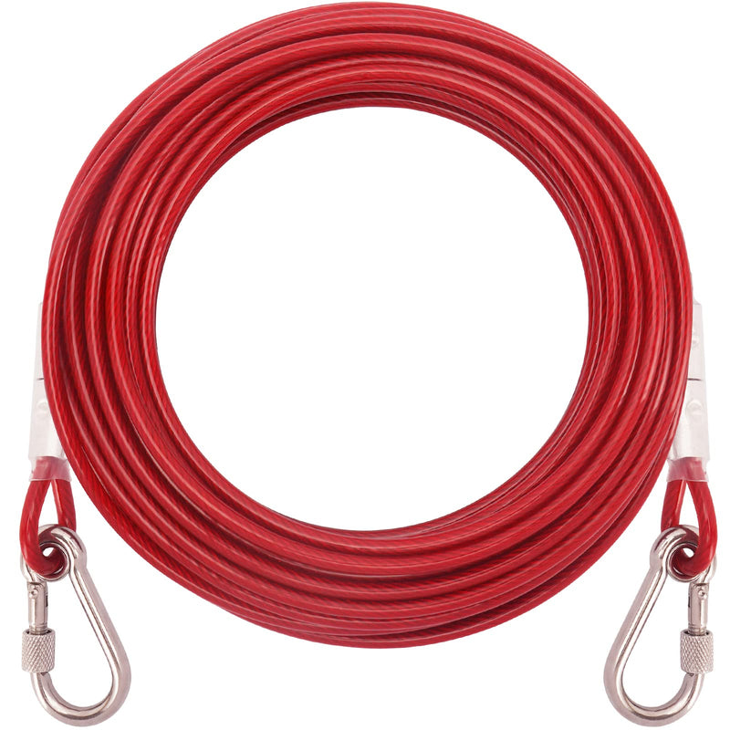 Strong Dog Tie Out Cable With Steel Bukle,10/20/30/50/100 ft Heavy Duty Tie Out Cable for Dogs Up to 250 lbs, Long Dog Training Leash for Medium Large Dogs,Anit Rust Chew Proof Dog Yard Lead Leash for Yard, Camping, Park, Outside 10ft Red - BeesActive Australia