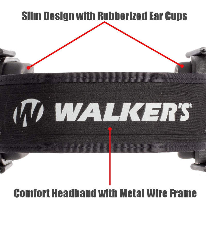 Walker's Razor Slim Passive Earmuffs Ultra Low Profile 27dB NRR Light Weight Coral - BeesActive Australia
