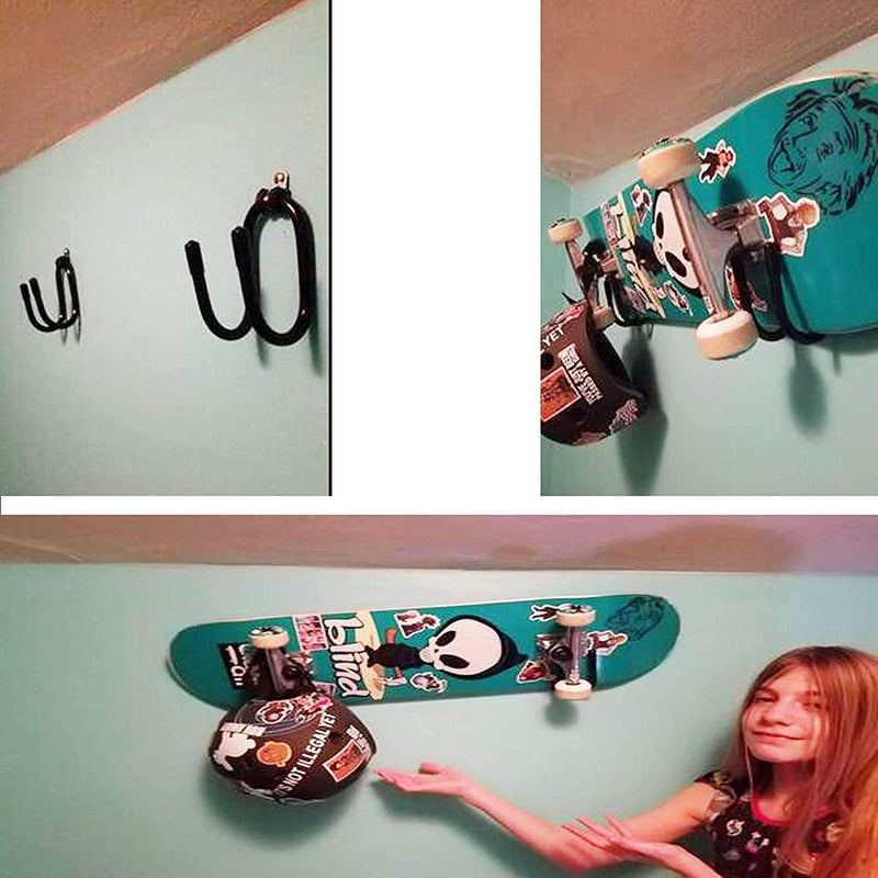 Pmsanzay Skateboard Wall Hanger Wall Storage Display Skateboard Wall Rack Wall Mount - Store Horizontally or Vertically/Adjustable Size - Hold up to 20 KG. (40LBS) - W/Hardware - No Board Included - BeesActive Australia