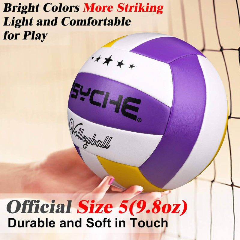 [AUSTRALIA] - Wisdom Leaves Beach Volleyball Soft Touch Volleyball for Outdoor/Indoor Game Balls Official Size 5 Purple-Yellow-White 