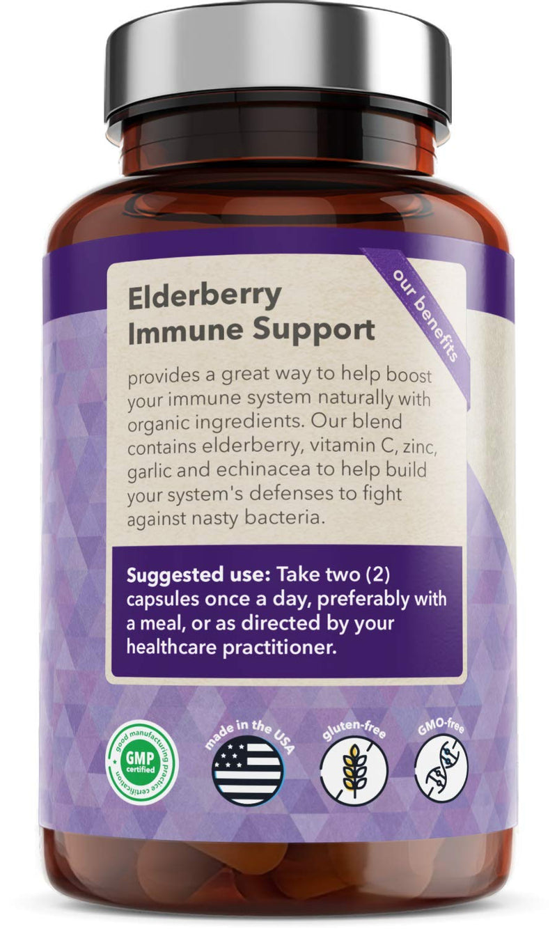 Vitamin Bounty Elderberry Immune Support with Vitamin C, Zinc, Echinacea & Garlic - Natural Antioxidant Immunity Booster - to Help Boost Immune System 60 Count (Pack of 1) - BeesActive Australia