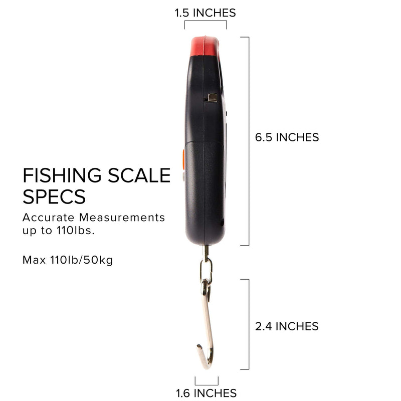 Kraken Bass Fishing Scale - Essential Fishing Gear Accessories Backpack Portable, Electronic Digital Weight Display with Measuring Tape (110lbs/50Kg) Weigh Scale - BeesActive Australia