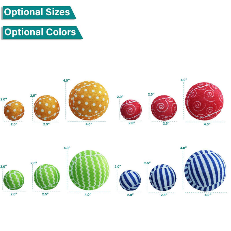 Dog Squeaky Tennis Ball for Small Dog & Puppy,Medium and Large Dogs Balls Colorful Design in Different Package AM25-PK12 2.5 Inch - BeesActive Australia