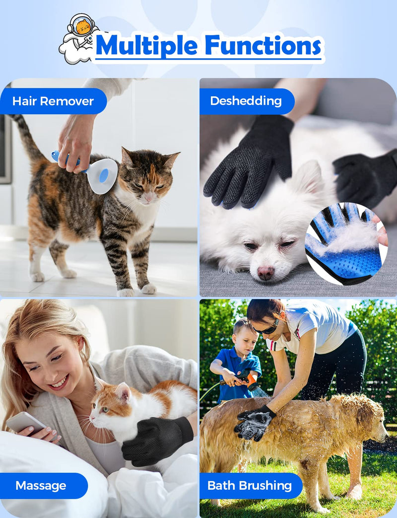 Cat Grooming Glove Brush, RIFNEEIM Pet Deshedding Glove with Self Cleaning Slicker Brush, Efficient Pet Hair Remover Massage Tool with Enhanced Five Finger Design for Cat Dog - BeesActive Australia