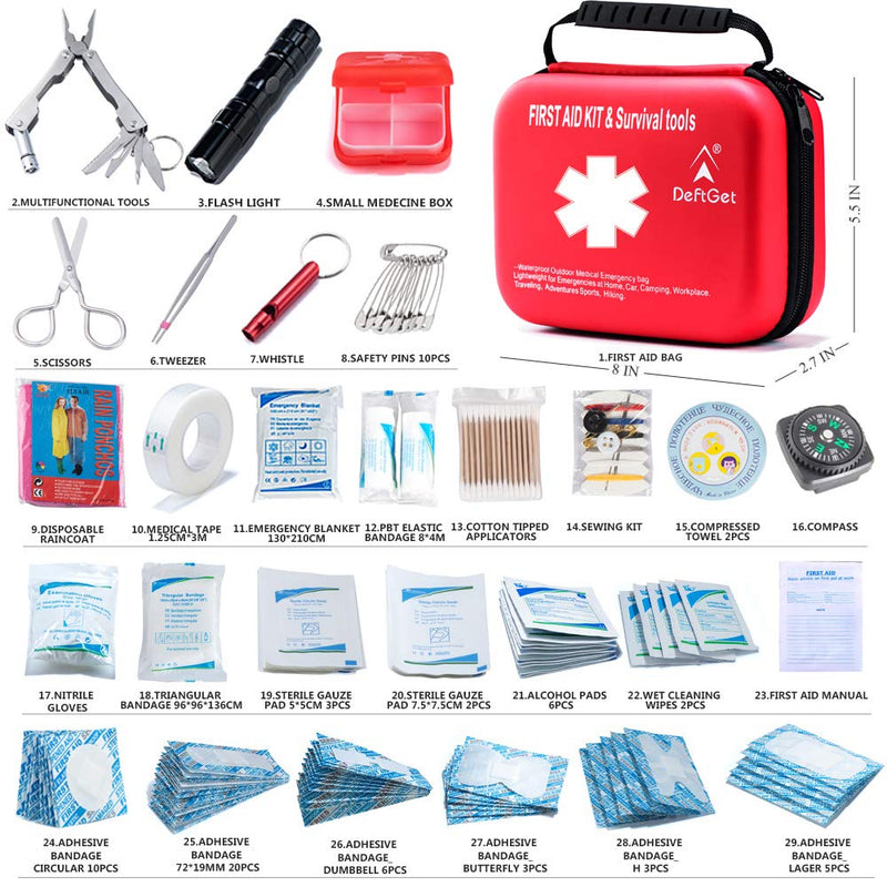 Compact First Aid Kit - Mini Survival Tools Box IFAK - Outdoor Medical Emergency Bag Lightweight for Emergencies at Home Car Camping Workplace Traveling Adventures Sports Hiking by deftget - BeesActive Australia