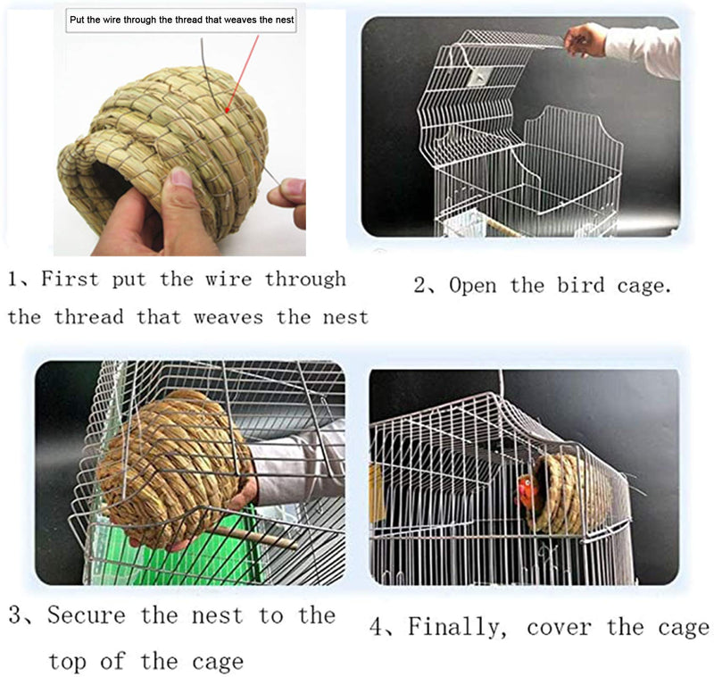 2Pcs Birdcage Straw, Lucky Interests Natural Fiber Simulation Birdhouse, Resting Breeding Place for Birds, Handmade Birds Nest Straw Bird, Hideaway from Predators, Provides Shelter from Cold Weather - BeesActive Australia