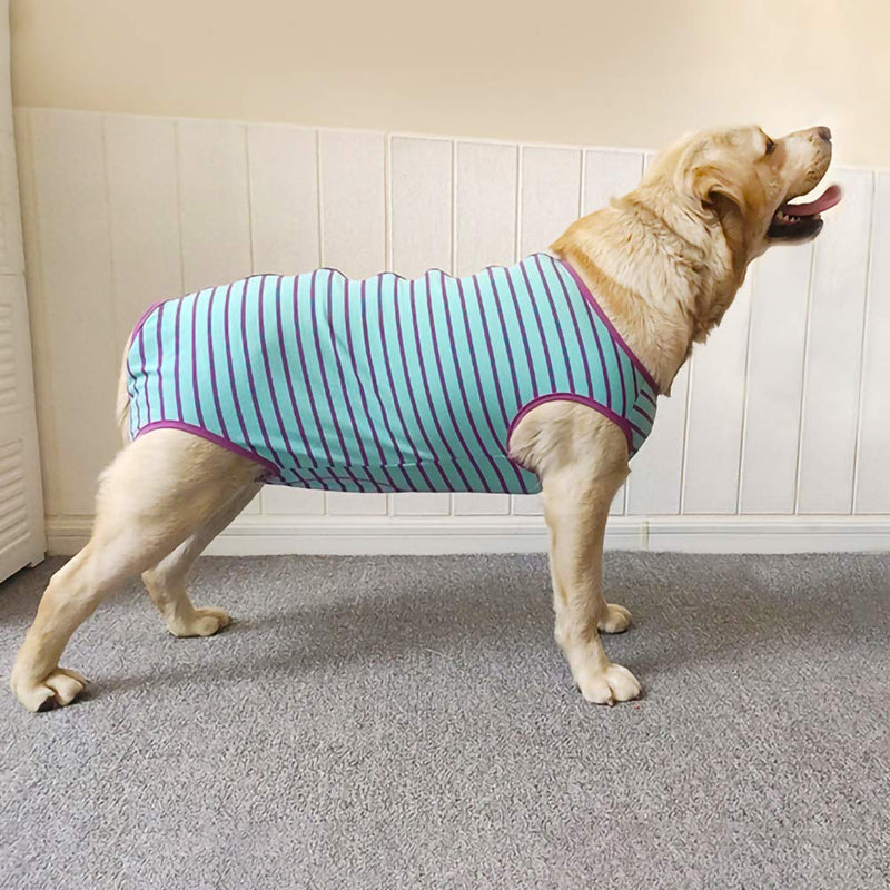 Kukaster Pet Dog’s Recovery Suit Post Surgery Shirt for Female and Male Dog, E-Collar Alternative Wound Protective Clothes for Big Dogs 2xl purple stripe - BeesActive Australia