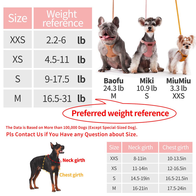 No Pull Dog Harness with Multifunction Dog Leash,Lightweight Pet Harness Vest and Soft Adjustable No Choke Escape Proof Cute Dog Harness for Puppies or Small Dogs,Medium Dogs or Large Dogs pink XX-Small - BeesActive Australia