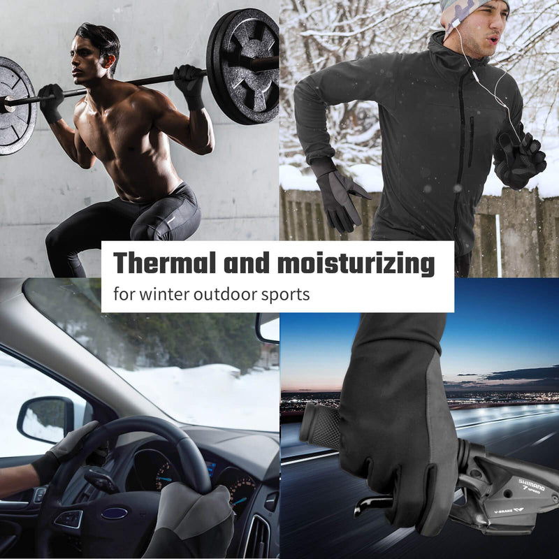 Winter Warm Gloves Touch Screen Water Resistant Texting Thermal Glove for Running Cycling Driving Outdoor Hiking Hunting Cold Weather Gifts for Women and Men Black-Gray Medium (Men) -- Large (Women) - BeesActive Australia