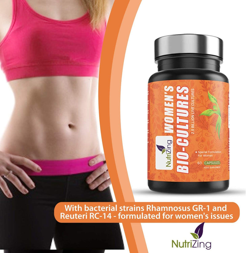 Live Cultures for Women. Nutritionist Formulated Special Bacterial Strains - Lactobacillus Reuteri and Lactobacillus Rhamnosus. Vegan & No Dairy. 2.5 Billion CFUs per Capsule by NutriZing - BeesActive Australia