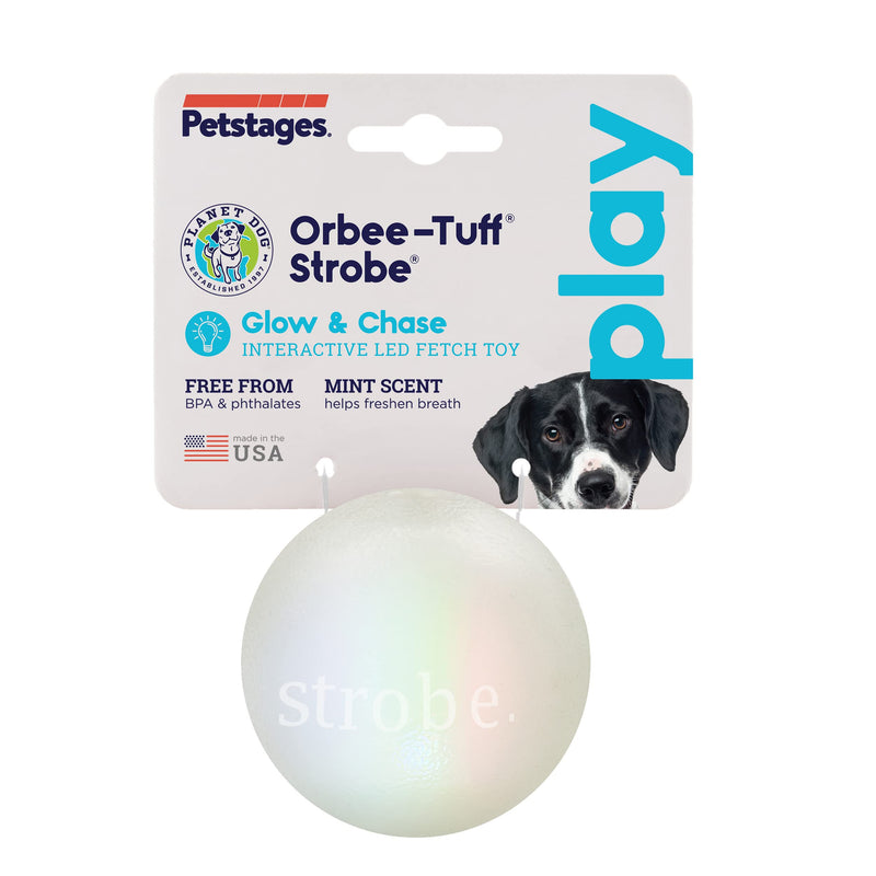 Planet Dog Orbee-Tuff Interactive Ball Dog Toys Strobe (LED Light-up Ball) One-Size Glow in The Dark - BeesActive Australia