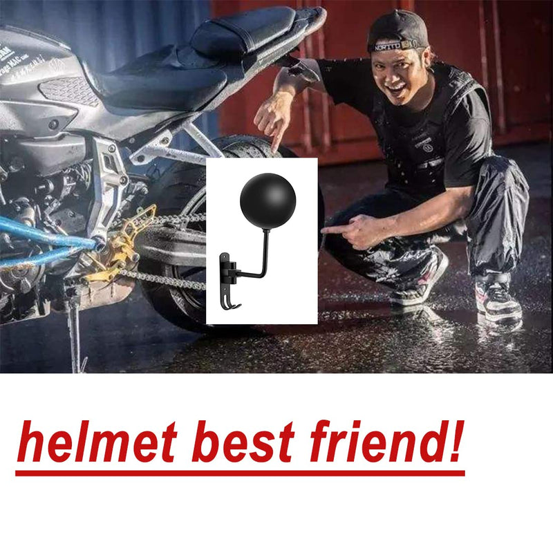 SNAGMO 180° Motorcycle Helmet Rack, Rotation Metal Helmet Holder Wall Mount, Helmet Holder Bike with 2 Hooks Helmet Hanger for Motorcycle Bike Coats, Caps, Baseballs, Rugby Helmet (Wall Mounted) - BeesActive Australia