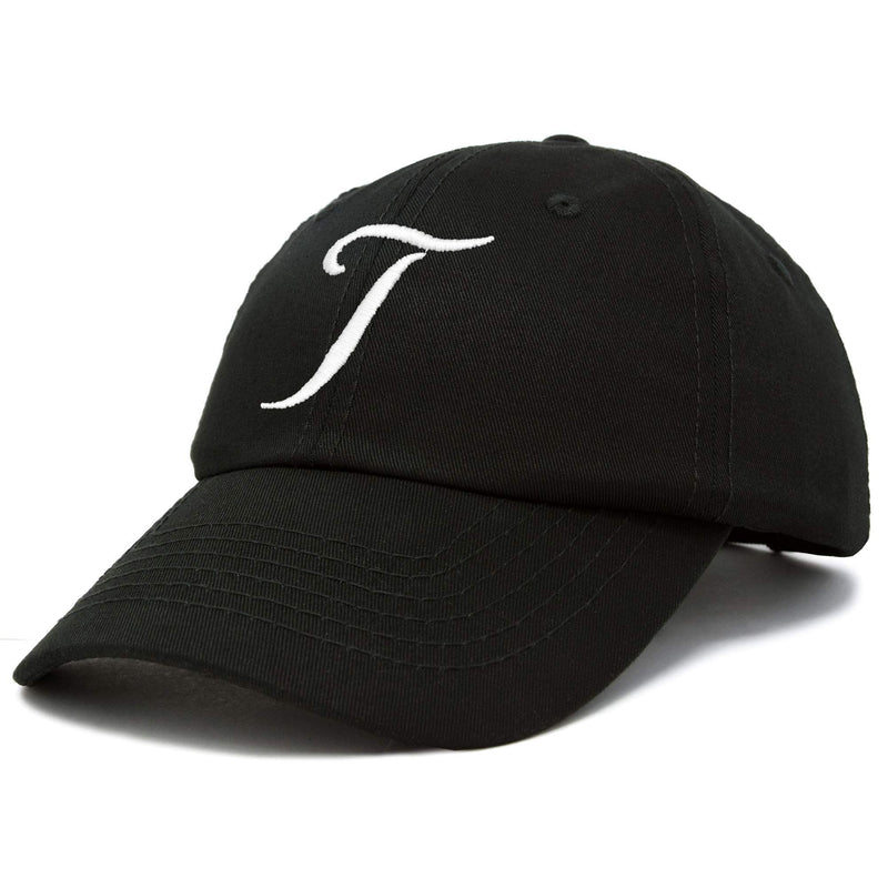 DALIX Initial Hat Letter T Womens Baseball Cap Monogram Cursive Embroider Black - BeesActive Australia