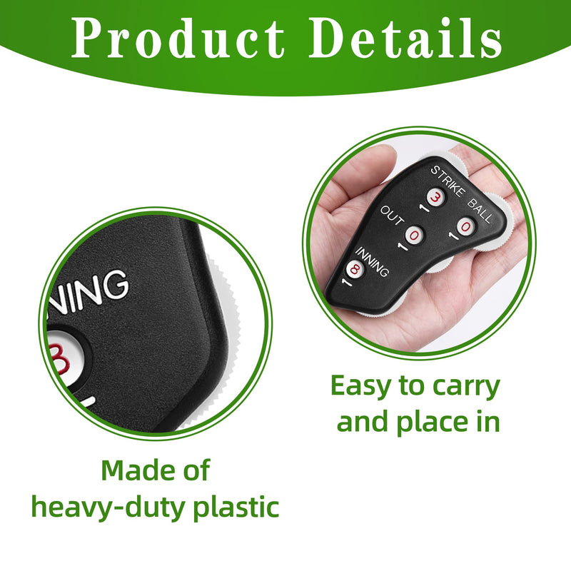 Watayo 4 Wheel Baseball Umpire Clicker -Black Umpire Indicator Gear -Practical Baseball Counter Clicker for Scorekeeper Recording Outs & Innings Balls 2pcs - BeesActive Australia