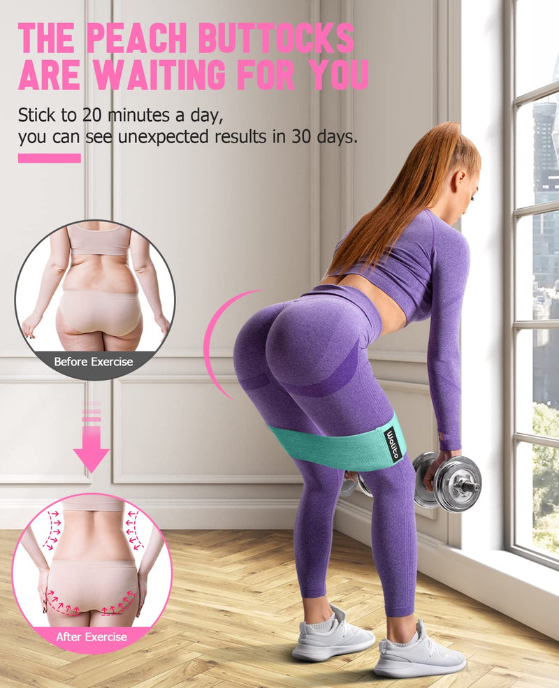 WALITO Resistance Bands for Legs and Butt, Fabric Exercise Loop Bands Yoga, Pilates, Rehab, Fitness and Home Workout, Strength Bands for Booty Green,Pink,Purple - BeesActive Australia