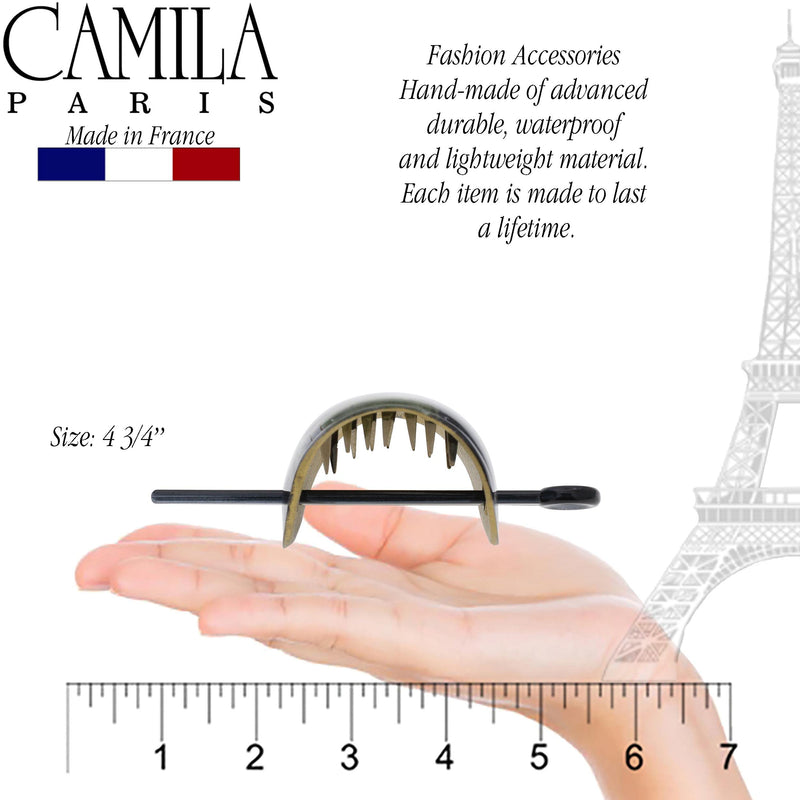 Camila Paris CP3344 French Hair Bun Holder Cover Cap Hair Updo, Green, Hair Pin Thru, Strong Hold Grip Hair Clips for Women, No Slip and Durable Styling Girls Hair Accessories, Made in France - BeesActive Australia