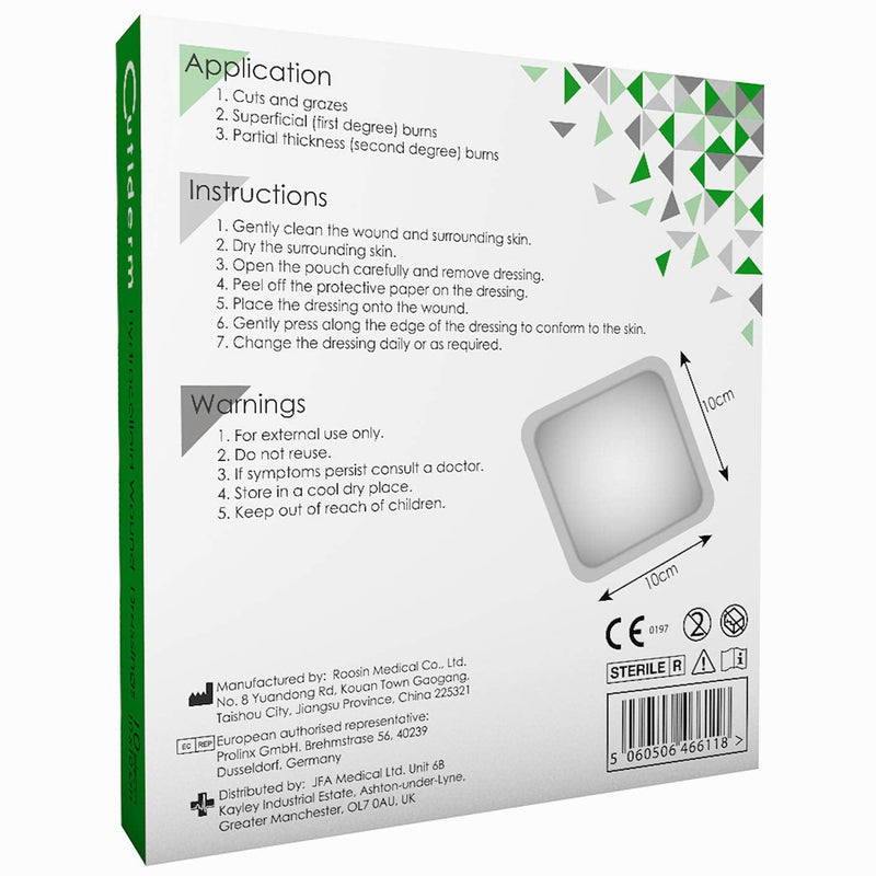 Pack of 10 Cutiderm Sterile Hydrocolloid Adhesive Wound Dressing 10cm x 10cm - Suitable for cuts, Scratches, grazes, Superficial and Partial Thickness Burns, Pressure sores, and venous Leg ulcers 10 cm x 10 cm (Pack of 10) - BeesActive Australia