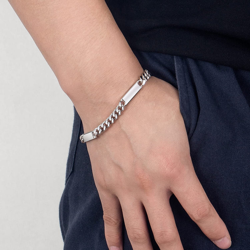 Men 6mm Miami Cuban Link Bracelet Rhodium Plated Hypoallergenic 925 Sterling Silver Fine Jewelry Hip Hop Cuff Chain Bangles For Women Teen Boy Birthday Gift Fashion Style 8 inch - BeesActive Australia