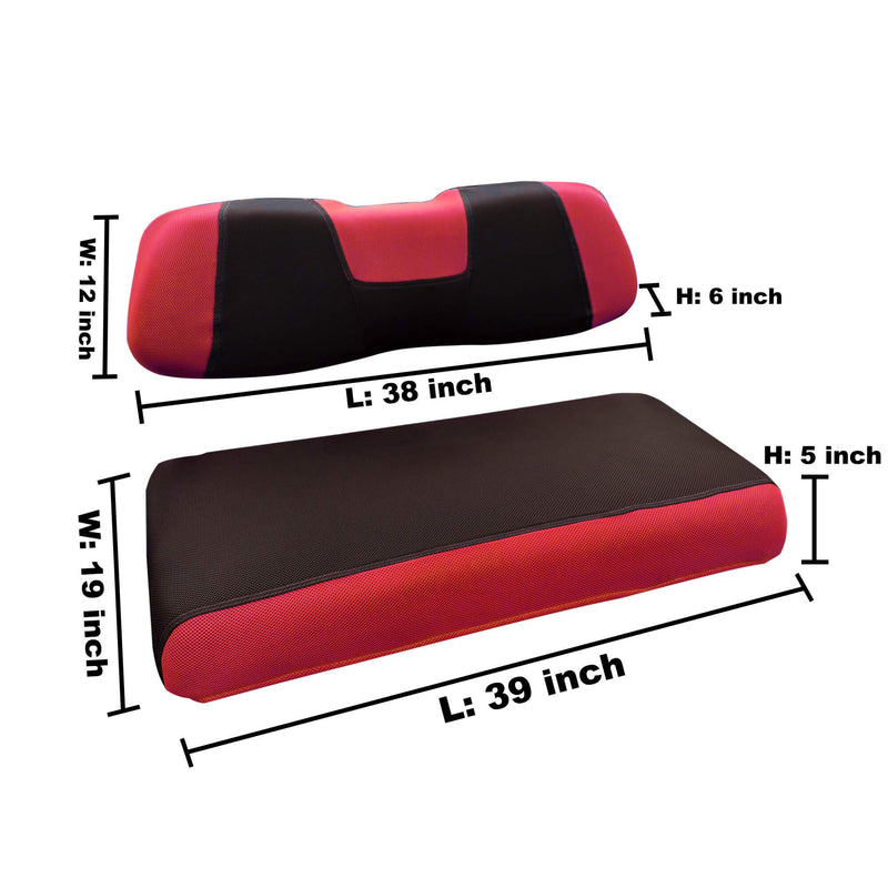 NOKINS Golf Cart D Type Seat Cover Kit, Suitable for Club Car DS, Easy to Install, Made of Polyester Mesh, The Seat Cover Can Protect The New Appearance and Update The Old Cushion Red&Black - BeesActive Australia