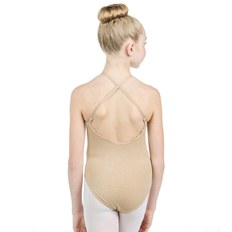 [AUSTRALIA] - Danzcue Girls Nude Seamless Undergarment Camisole Leotard with Adjustable Straps Large / X-Large 