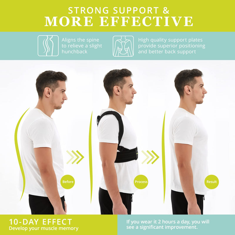 Posture Corrector for Men and Women, Adjustable Upper Back Brace, Muscle Memory Support Straightener, Providing Pain Relief from Neck, Shoulder, and Upper and Lower Back, Large-X Large(37''-47'') - BeesActive Australia