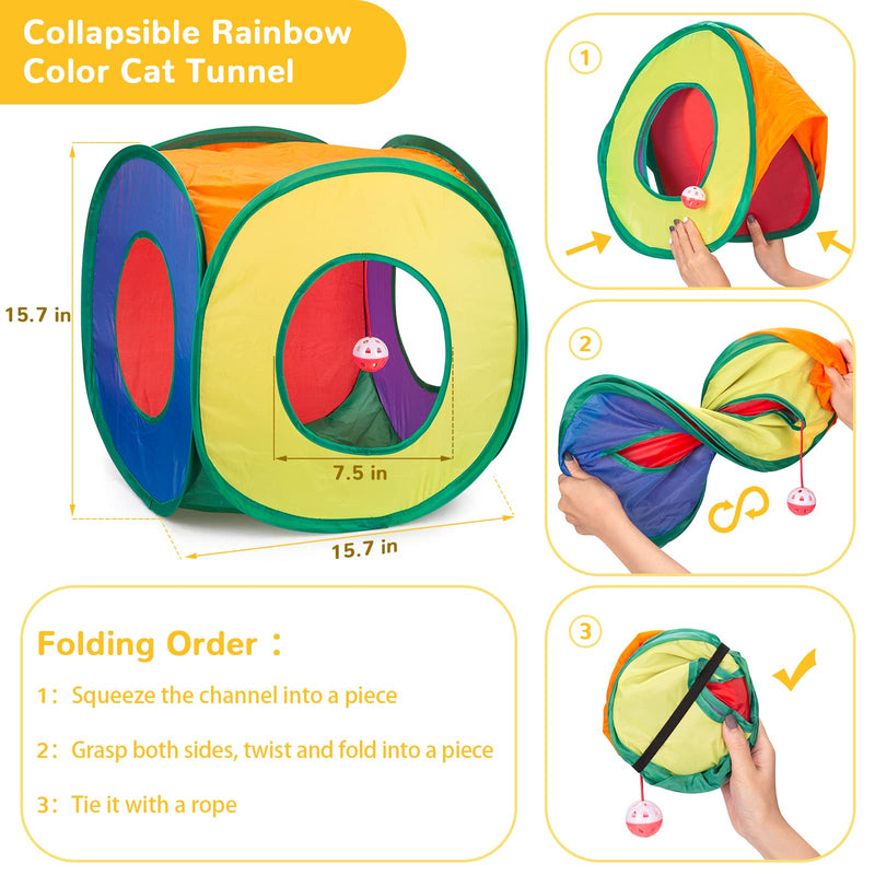 Cat Toys 33 PCS, Interactive Cat Kitten Toys for Indoor Cats Kitty with Collapsible Cat Play Tunnel Tube Tent Cat Feather Wand Teaser Cat Bell Fuzzy Ball Springs Mouse Toys For cats less than 12lbs - BeesActive Australia