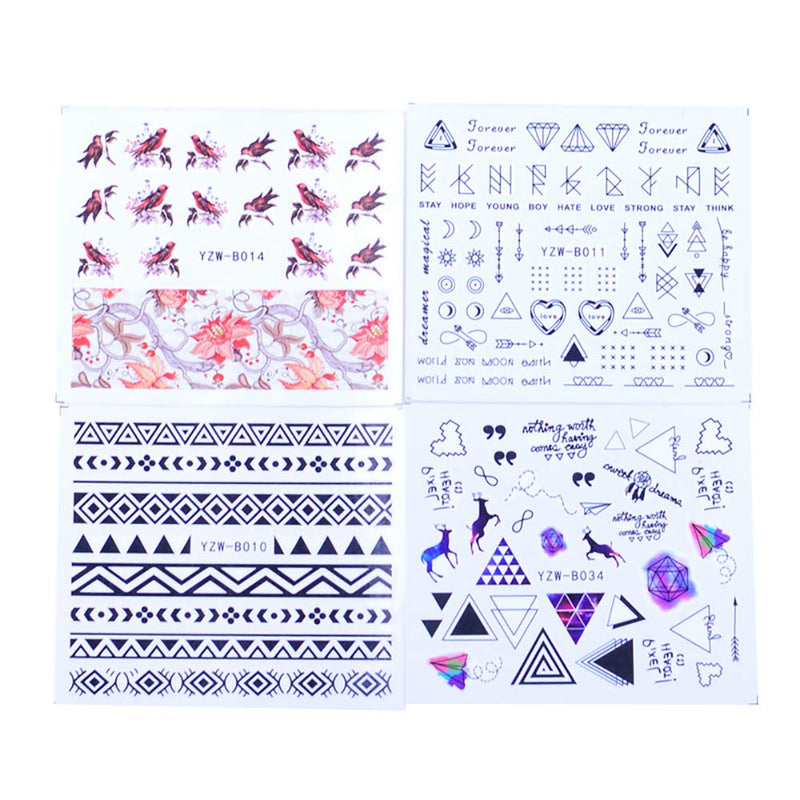 SILPECWEE 48 Sheets Summer Nail Water Transfer Stickers Tips Water Slide Nail Art Decals Flower Manicure Accessories and 1Pc Anti-Static Tweezers NO2 - BeesActive Australia