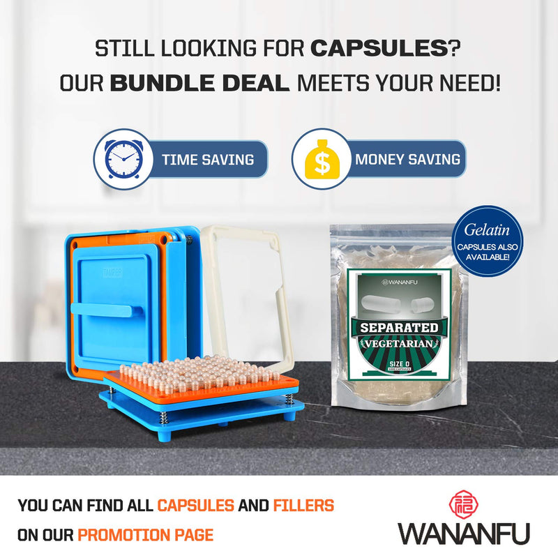 WANANFU Separated Empty Capsules Size 0 Vegetarian (200 Count), Compatible with Capsule Filling Machine 0 200 Count (Pack of 1) - BeesActive Australia