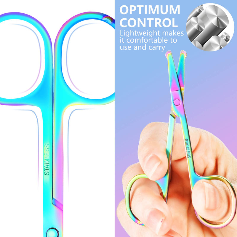 4 Pieces Cuticle Scissors Curved and Rounded Eyebrow Scissors Multi-purpose Nail Scissors Facial Hair Scissors Stainless Steel Small Grooming Scissors for Eyelashes Mustache Trimming (Rainbow) Rainbow - BeesActive Australia