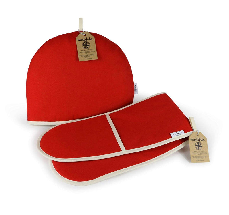 Muldale Large Tea Cozy for Teapot Insulated - Jubilee Red - Thermal 100% Cotton Extra Thick Wadding - Made in England, UK - Tea Cozies Covers Fit 1 to 6 Cup Neutral Kitchen Textiles Range - BeesActive Australia
