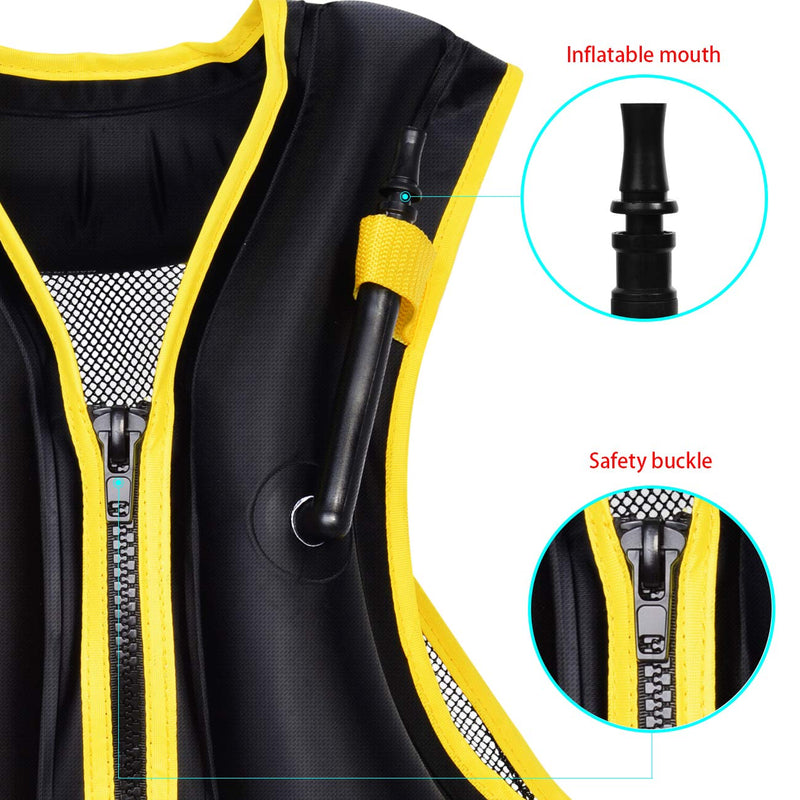 OMOUBOI Floatage Jackets Adult Lightweight Inflatable Snorkel Vest with Adjustable Leg Straps for Men Women Suitable for 90-220lbs for Outdoor Water Sports Black - BeesActive Australia