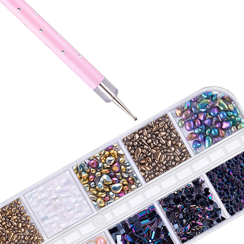 Duufin 11220 Pcs Nail Rhinestones Flatback Crystal Nail Jewels Rhinestones Nail Studs with 5 Pcs Rhinestone Picker Dotting Pen and 1 Pc Pick Up Tweezer for Nails Art Clothes Shoes Bags Decoration - BeesActive Australia