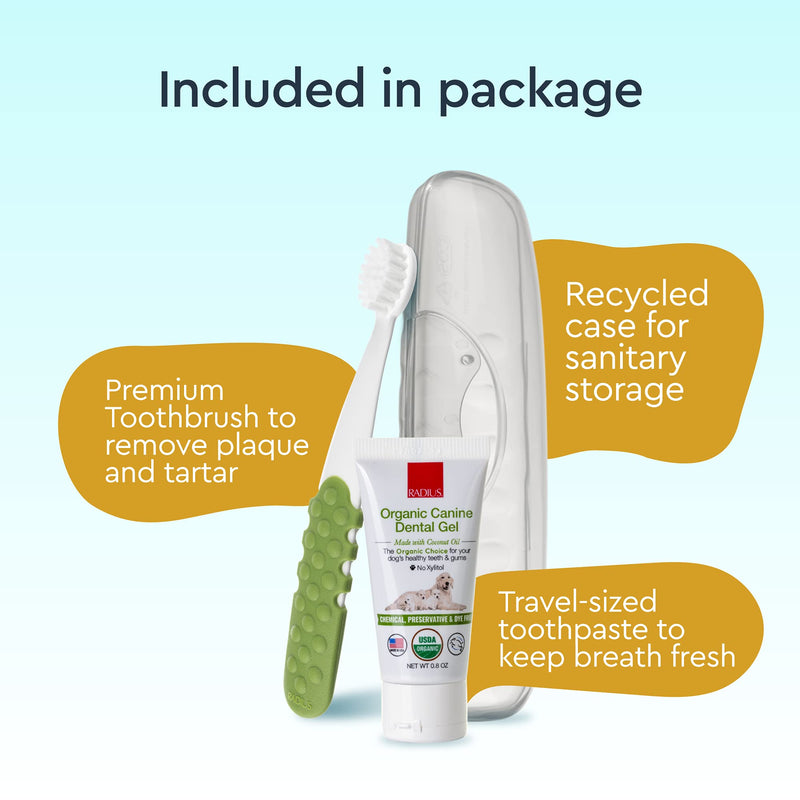 RADIUS Puppy Kit Dog Toothbrush USDA Organic Dental Solutions 0.8oz Toothpaste Ultra Soft Bristle for Dogs Designed to Clean Teeth - Pack of 1 1 Count (Pack of 1) - BeesActive Australia