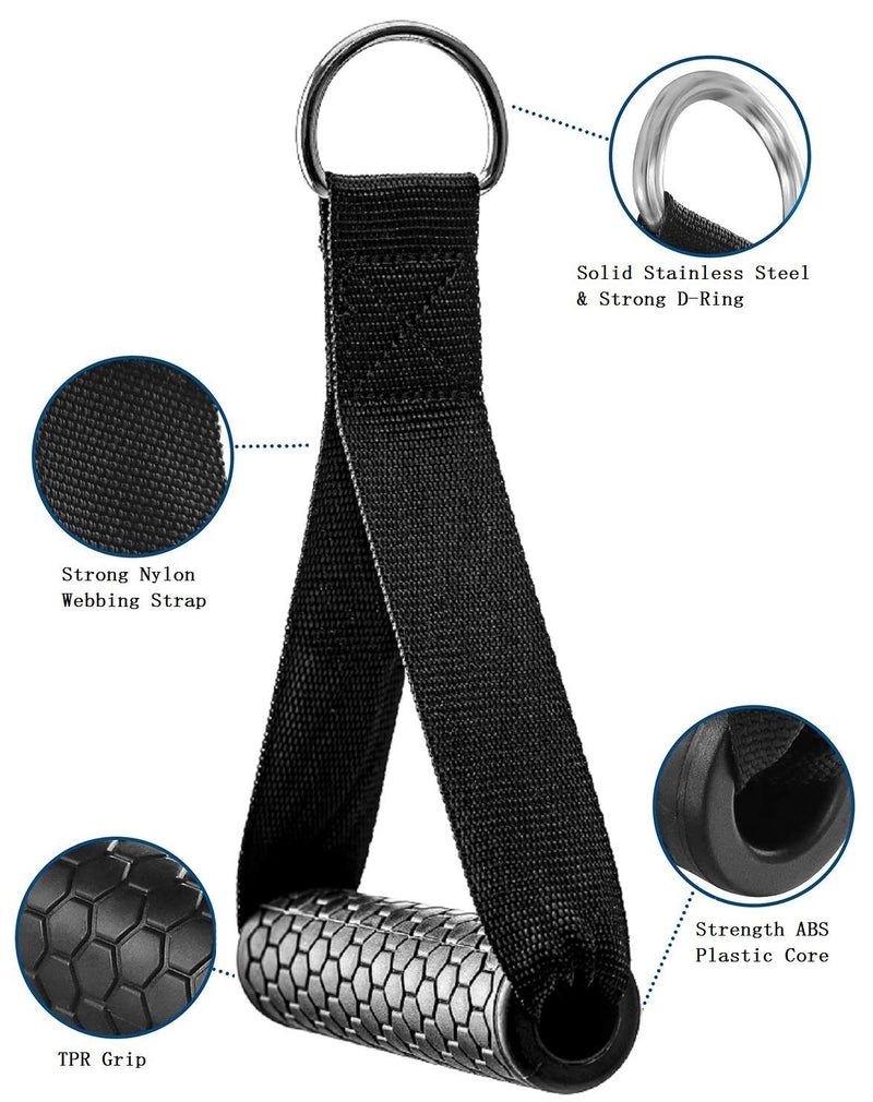 AIKESIWAY Exercise Cable Handles,Cable Machine Attachment Handles,Cable Handles Compatible with Cable Machines,Super Strong Nylon Webbing for Resistance Training(1 Pairs) - BeesActive Australia