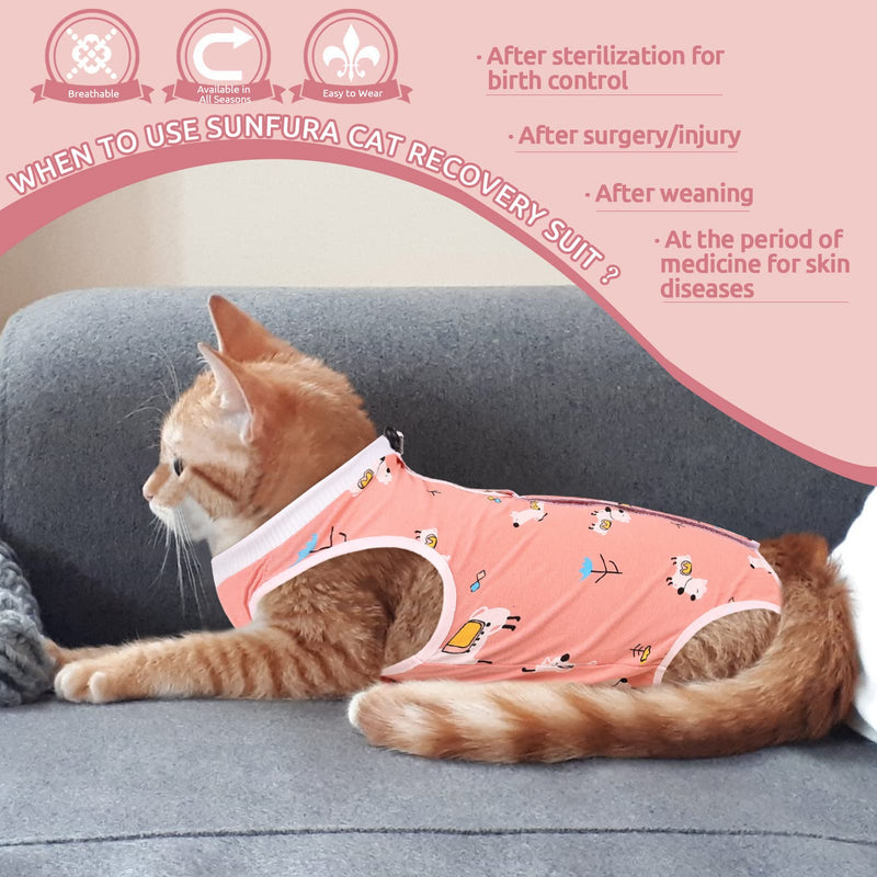 SUNFURA Cat Recovery Suit, Kitten Surgical Full Bodysuit for Abdominal Wound Protector Anti Licking After Surgery, Professional Bandages Cone E-Collar Alternative for Small Male & Female Pets S Sheep - BeesActive Australia