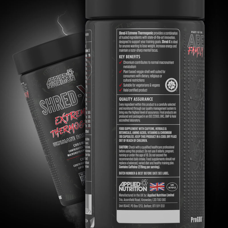 Applied Nutrition Shred X Fat Burner - ABE All Blak Everything Fat Burner, Thermo Weight Management (90 Capsules - 30 Servings) - BeesActive Australia