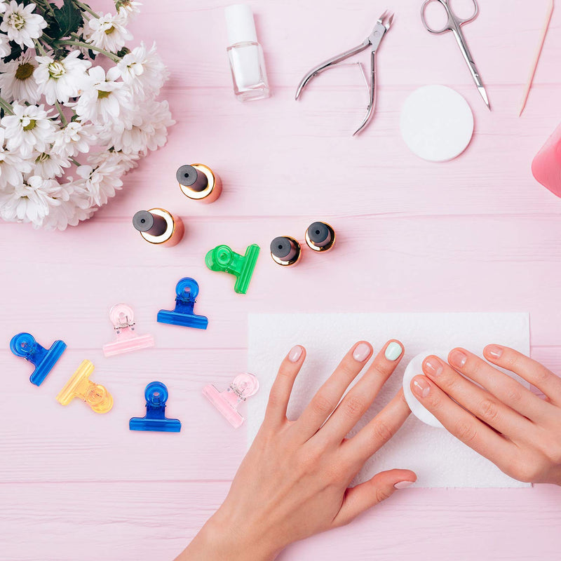 20 Pieces C Curve Nail Pinching Clips Plastic Bulldog Clips Multi-function Nail Art Accessories for Nail Fiberglass Extension and Fixation, 4 Colors - BeesActive Australia