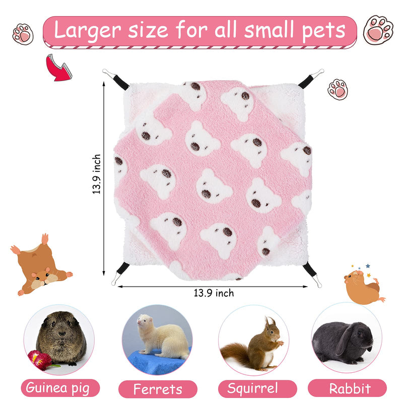 2 Pieces Guinea Pig Hammock and Mat Bed Set Soft Mat Guinea Pig Cage Accessories Hideout Tunnel Cave Thicken Fancy Bunkbed Hammock for Rat Ferret Sugar Glider Pink Bear - BeesActive Australia