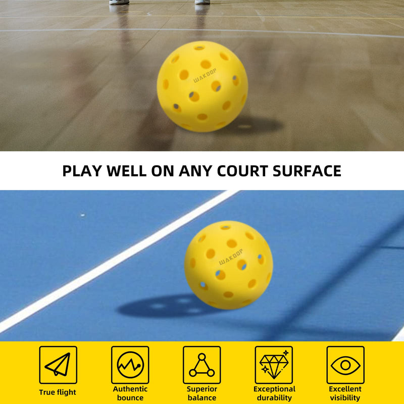 Pickleball Balls Set, Durable, Nice Bounce, High Visibility Pickle Ball with Mesh Balls Bag for Outdoor and Indoor Courts, 6 Pack 40 Holes/Yellow - BeesActive Australia