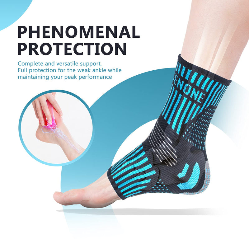 Professional Ankle Support Brace 2 Pack, Breathable Plantar Fasciitis Socks, Anti-Slip Ankle Compression Sleeve Socks for Joint Pain, Ligament Damage, Sprained Ankle, Achilles Tendonitis, Sports M Blue（Pair） - BeesActive Australia