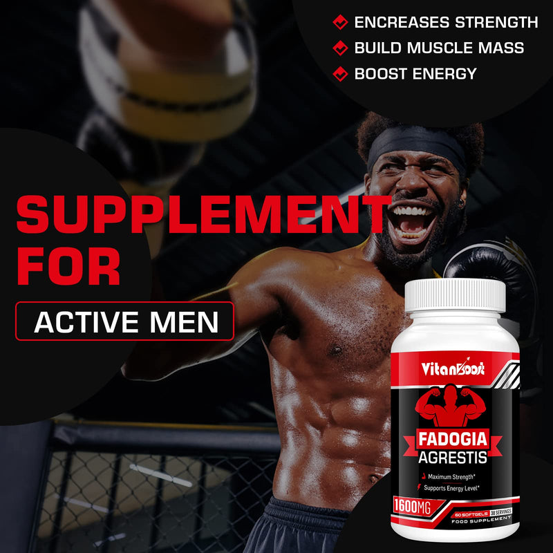 Vitanboost Fadogia Agrestis 1000mg with Ashwagandha & ZINC- Maximum Strength Fadogia Agrestis Extract Supplements - Drive, Athletic Performance & Muscle Mass - Gluten Free, Non-GMO, 60 Softgels 60Count (Pack of 1) - BeesActive Australia