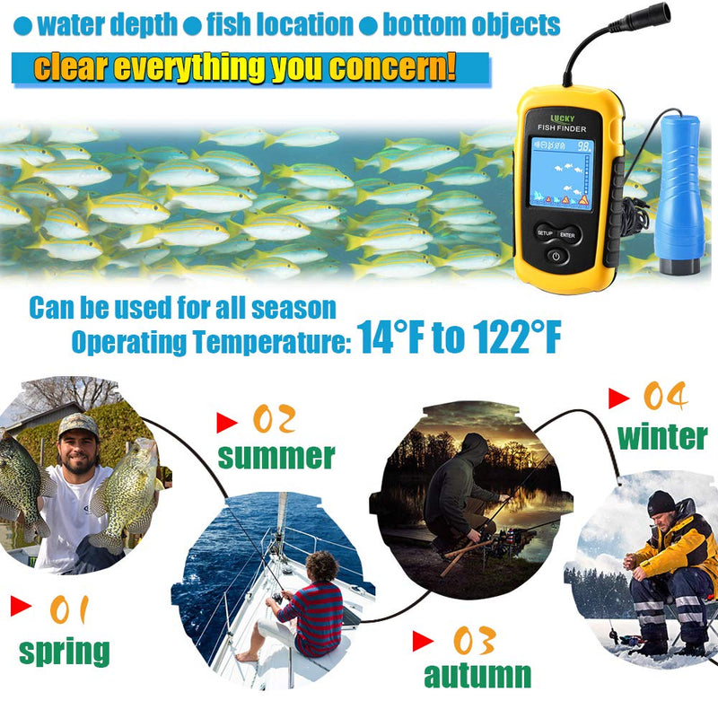 LUCKY Small Portable Fish Finder Kayak Sonar Handheld Fish Finders Ice Fishing Castable Depth Finder Boat Fisherman Gifts - BeesActive Australia